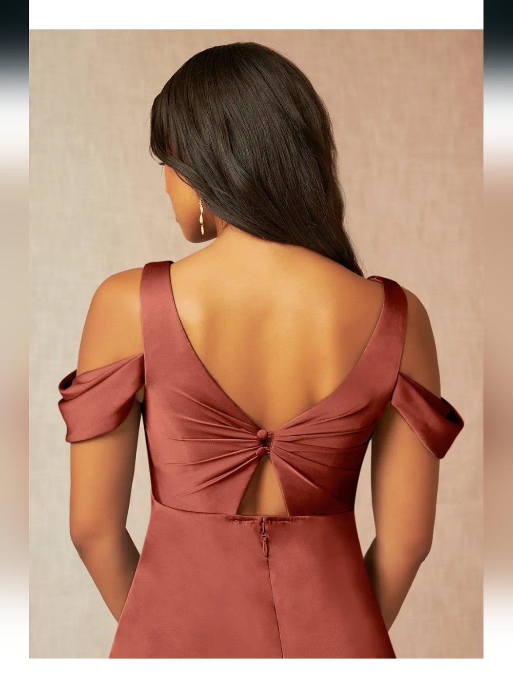 NWT Azazie Maternity Off-The-Shouler Stretch Satin Dress Size 6 - Picture 3 of 15